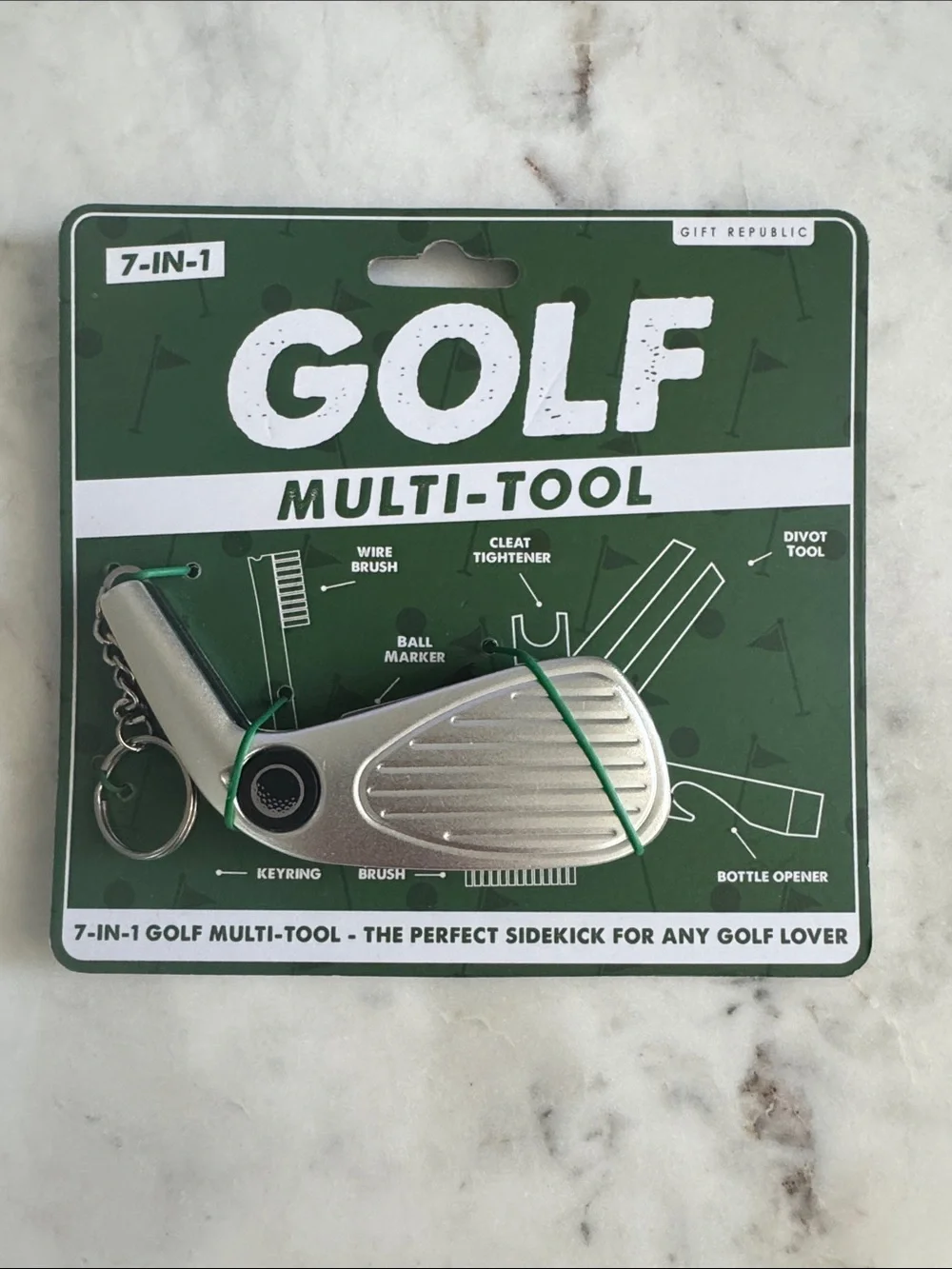 Golf Multi-Tool Keyring – Silver 7-in-1